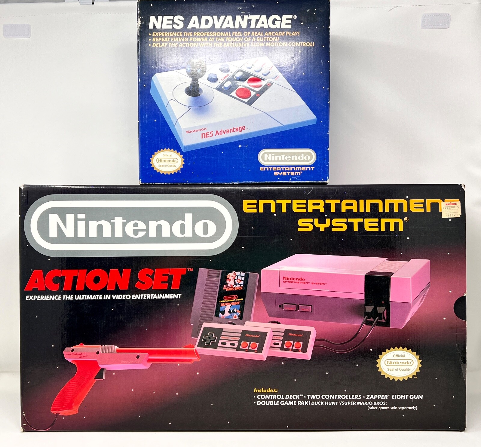 MINT CIB Nintendo NES 1985 Action Set w/ SEALED accessories + MINT NES Advantage