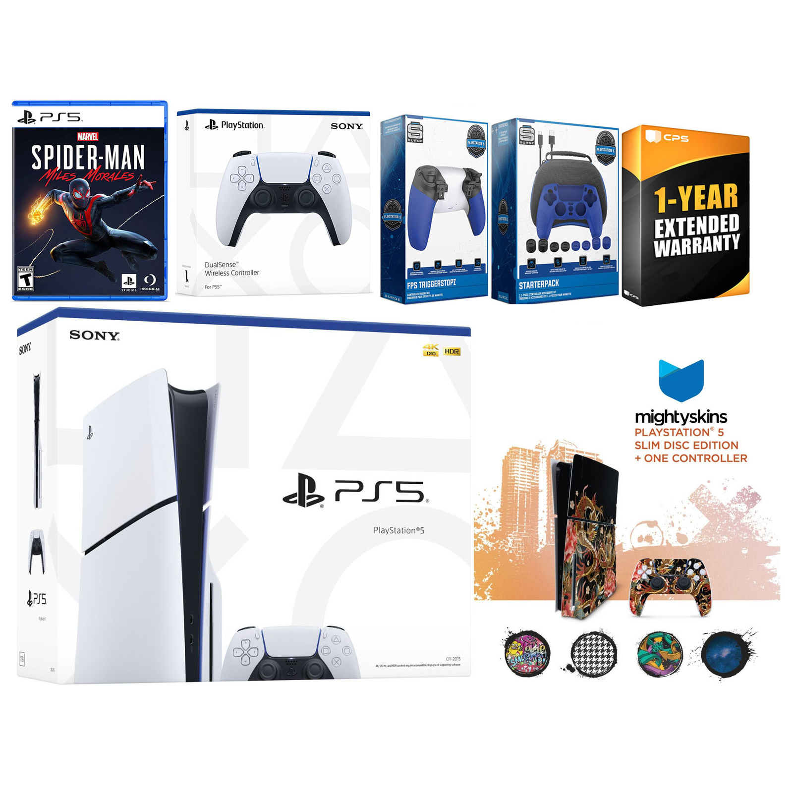 Sony Playstation 5 Slim Disc + Spider-Man Miles Morales, Controller