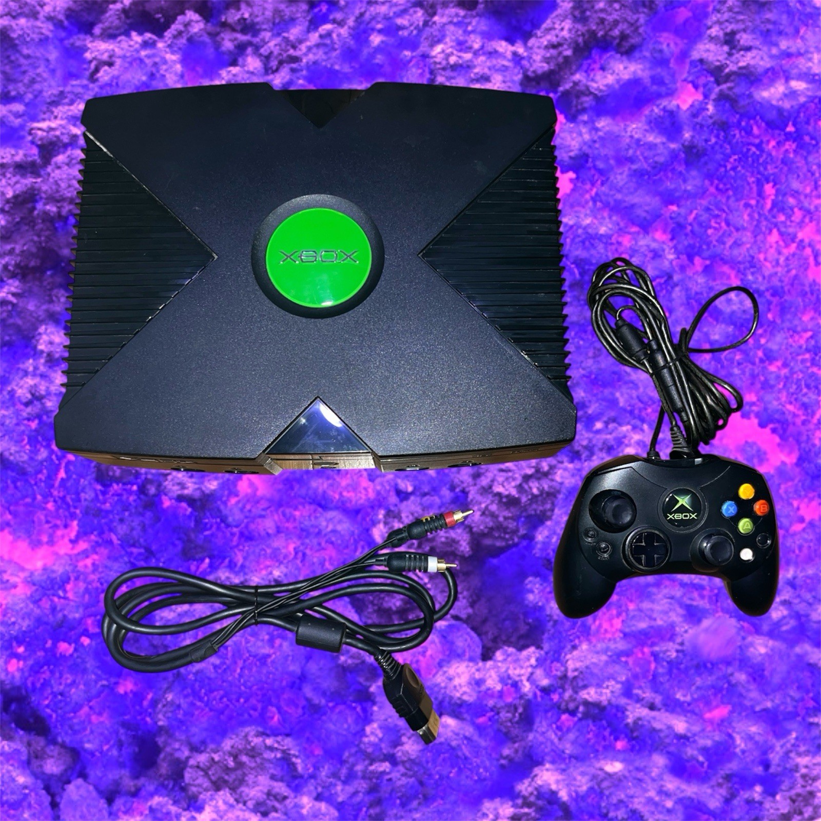 Original Xbox System Samsung SDG DVD Drive OEM Controller AV Cable Tested