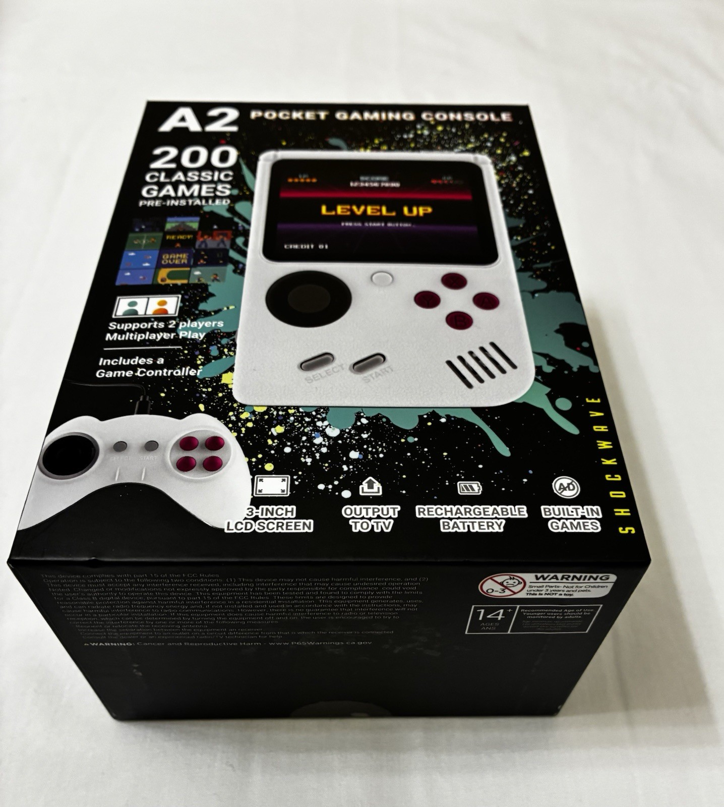 Shockwave A2 Pocket Gaming Console 200 Games, Rechargeable, TV Output, 2 Players