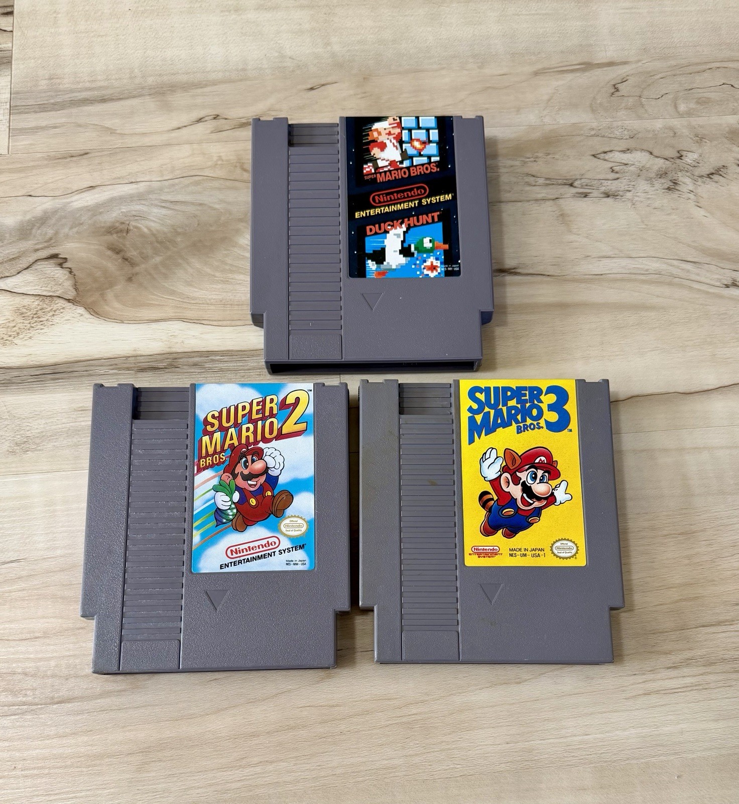 NES Bundle with Super Mario Bros 1,2,3 + Controllers + Zapper Gun – Tested
