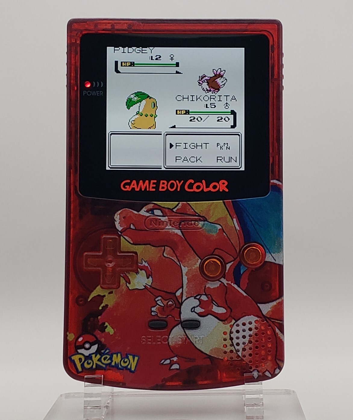 Laminated OLED Screen – Charizard Game Boy Color w/ Case – New Speaker, Recapped