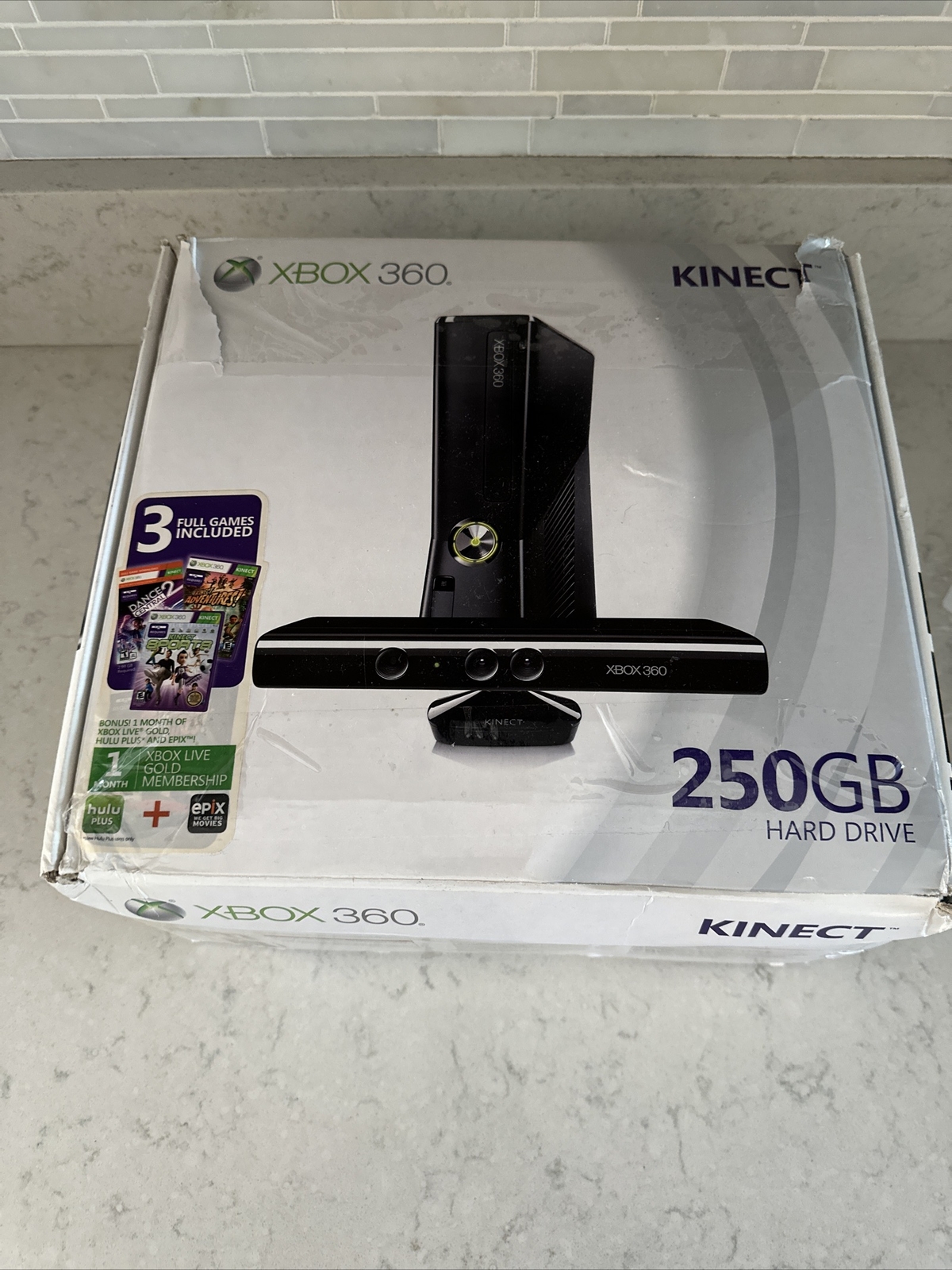 Xbox 360 Slim Bundle 1439 Tested Console 250GB Controllers Power Games READ!