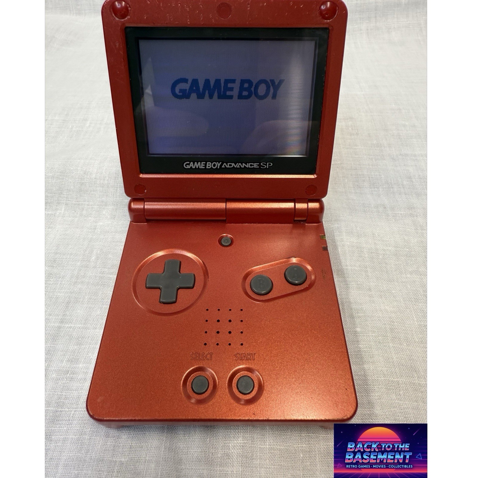 Red Nintendo Game Boy Advance SP (tested) Charger And Matching OEM Travel Case