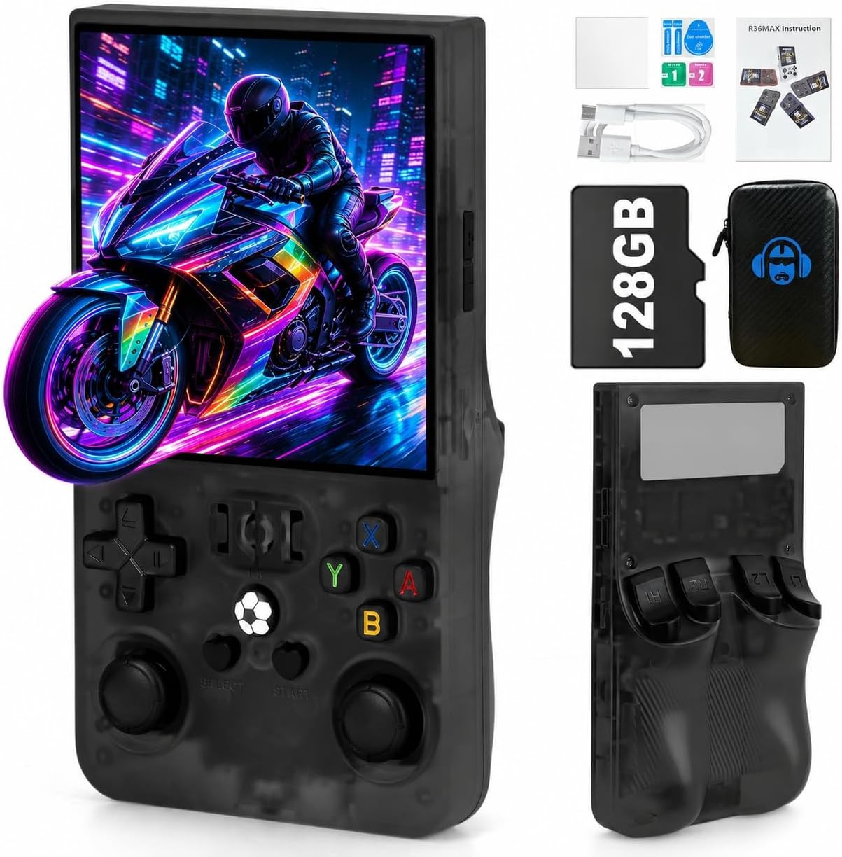 R36MAX Handheld Game Console – 4.0-Inch Screen, Support 22000+Classic Games,128G