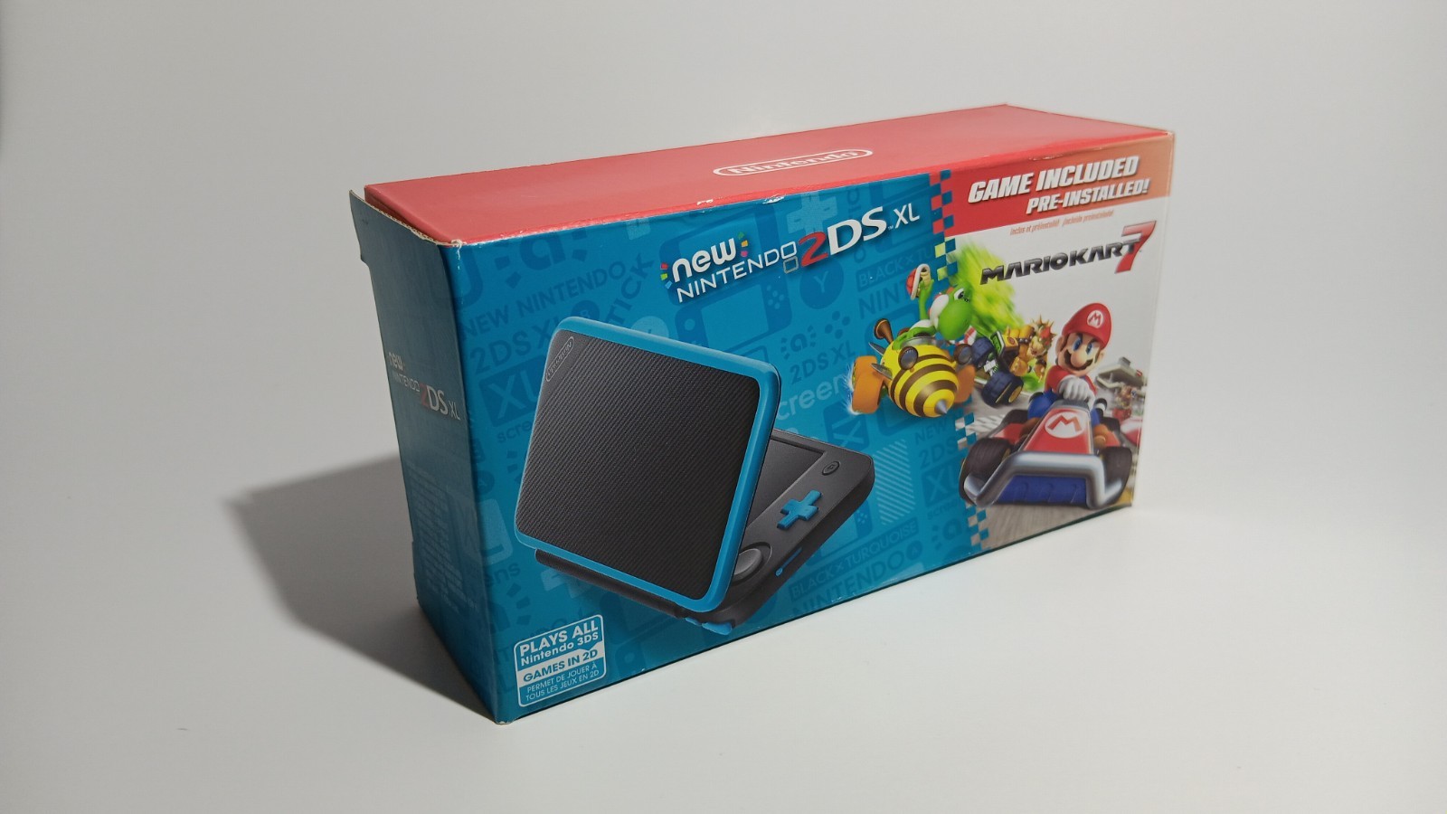 BOX ONLY SLIGHT WEAR Nintendo New 2DS XL Black/Turquoise Mario Kart 7