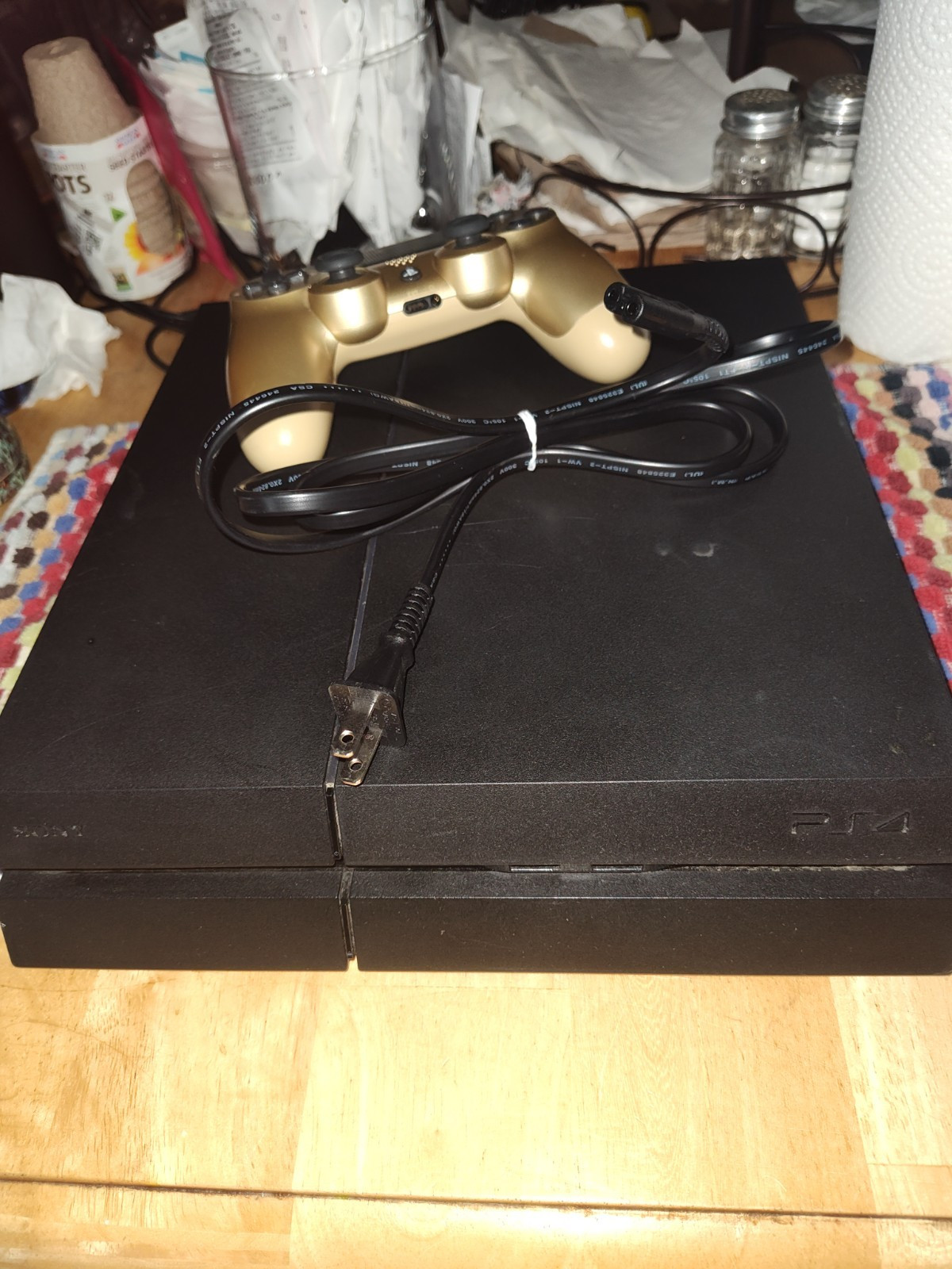 Sony PlayStation 4 PS4 500GB Black Console w/ Gold DualShock 4, W PC Tested