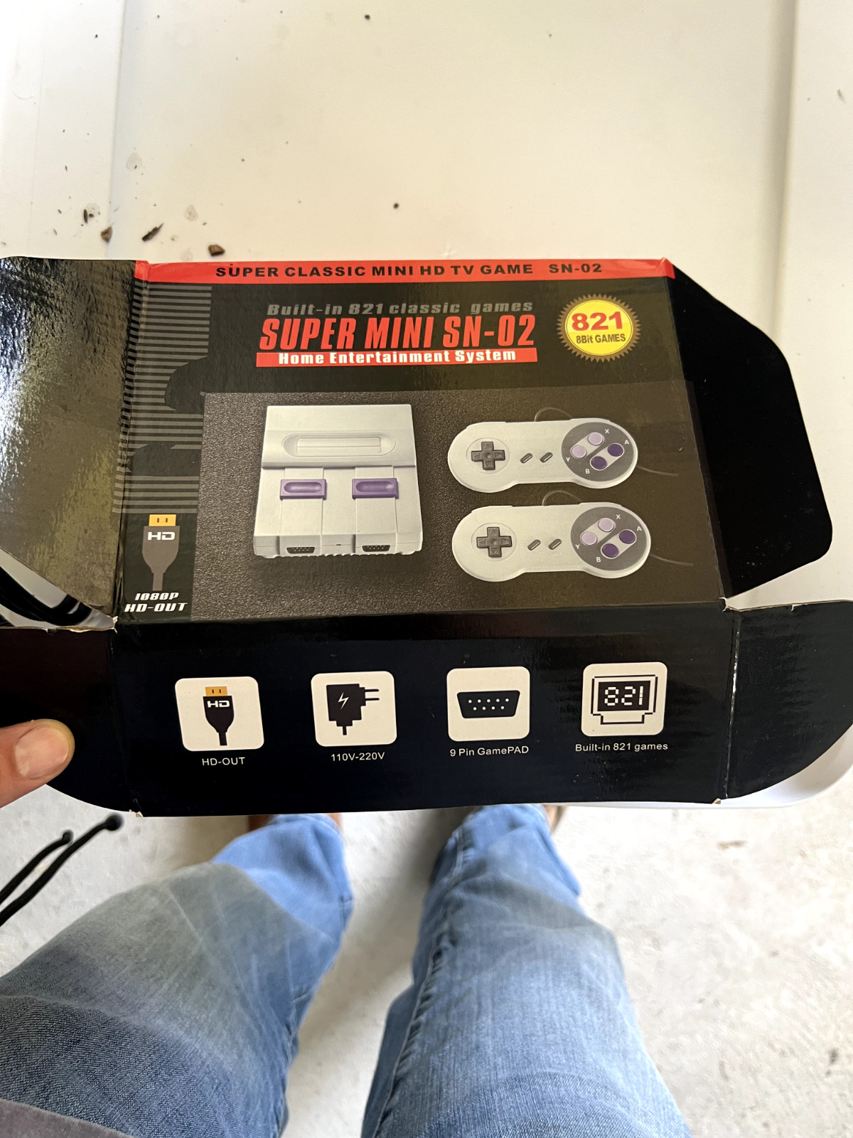 Super Mini SN-02 HD TV Game Console with 821 Classic Games Retro System