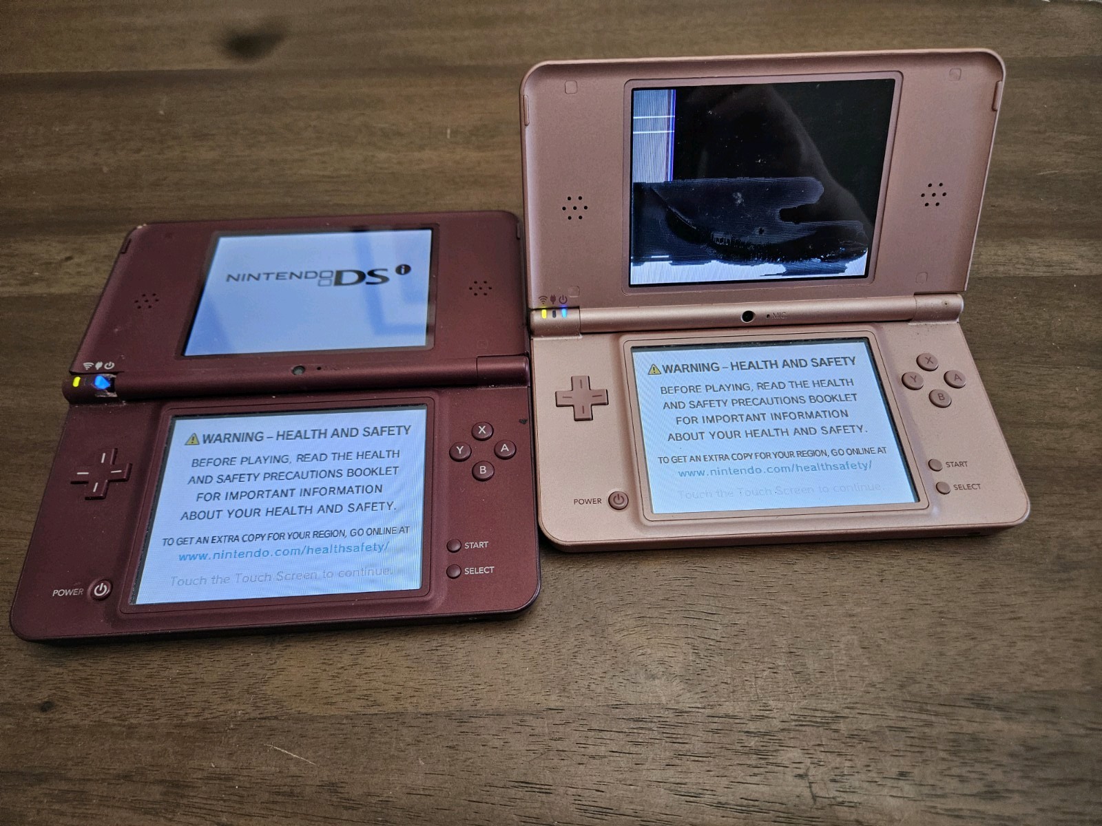 Nintendo DSi XL Pink & Burgundy (2) Console Bundle *For Parts Or Repair