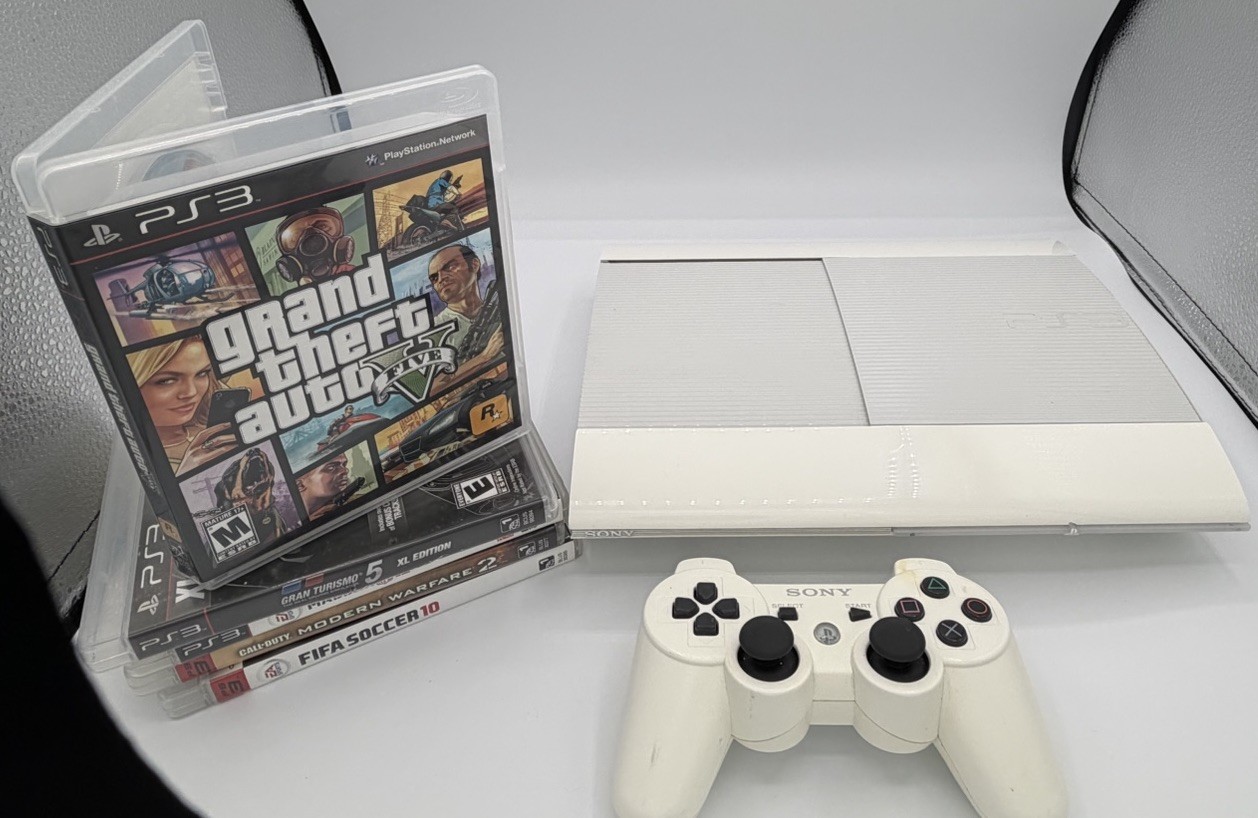 Sony PS3 Super Slim Classic White 250GB Samsung SSD Refurbished OEM Bundle GTA V