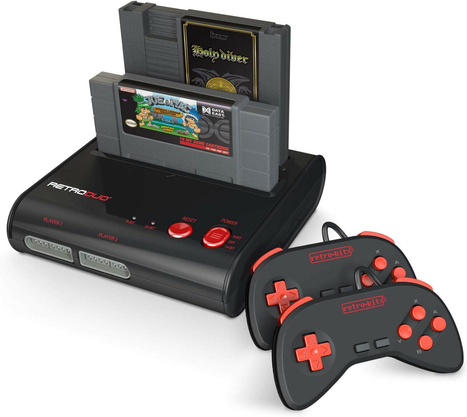RetroDuo Nintendo NES & SNES 2in1 Twin Video Game Console System – Black/Red
