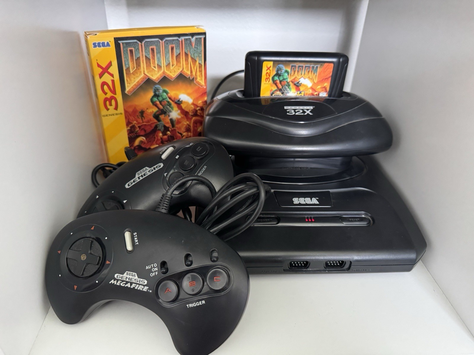 SEGA Genesis Model 2 Console Bundle with 32X Add-On, Doom & Controllers- Tested