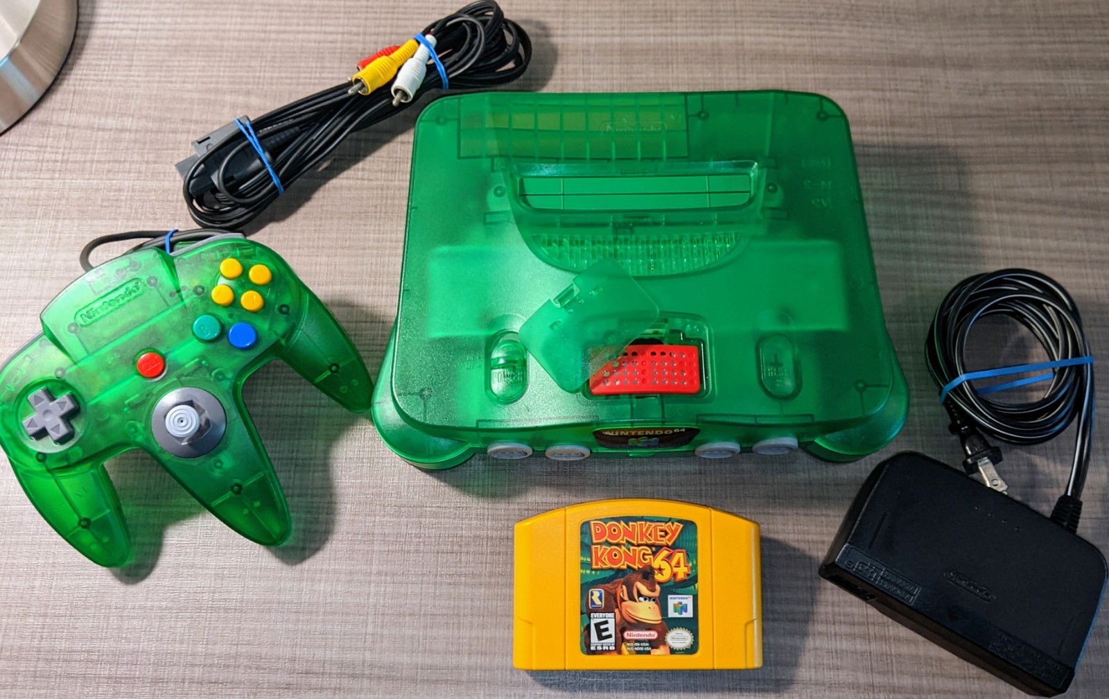 Nintendo 64 N64 Jungle Green Donkey Kong Console Bundle W/ Expansion Pak Tested
