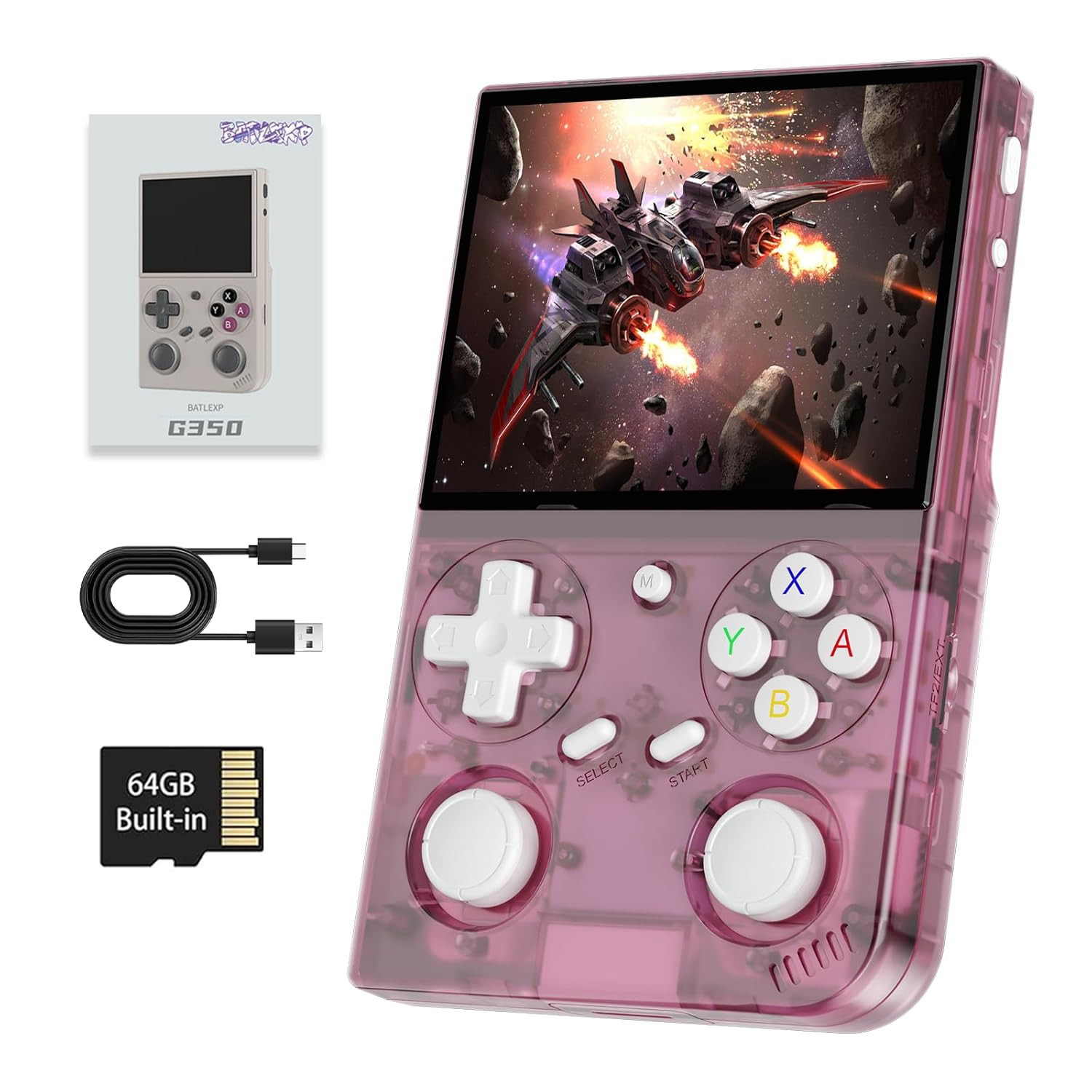 G350 Retro Handheld Game Console , G350 Retro Gaming Console 3.5” IPS Screen Li