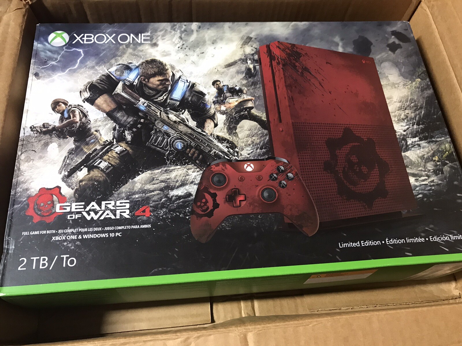 Microsoft Xbox One S Gears of War 4 Limited Edition 2TB Crimson Red New Sealed