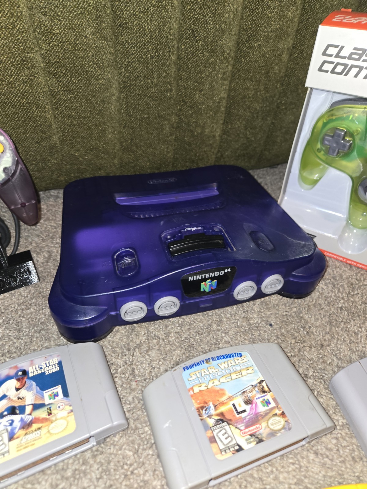 Nintendo 64 N64 grape Console Bundle 12 Games 2 Controllers Tested Works