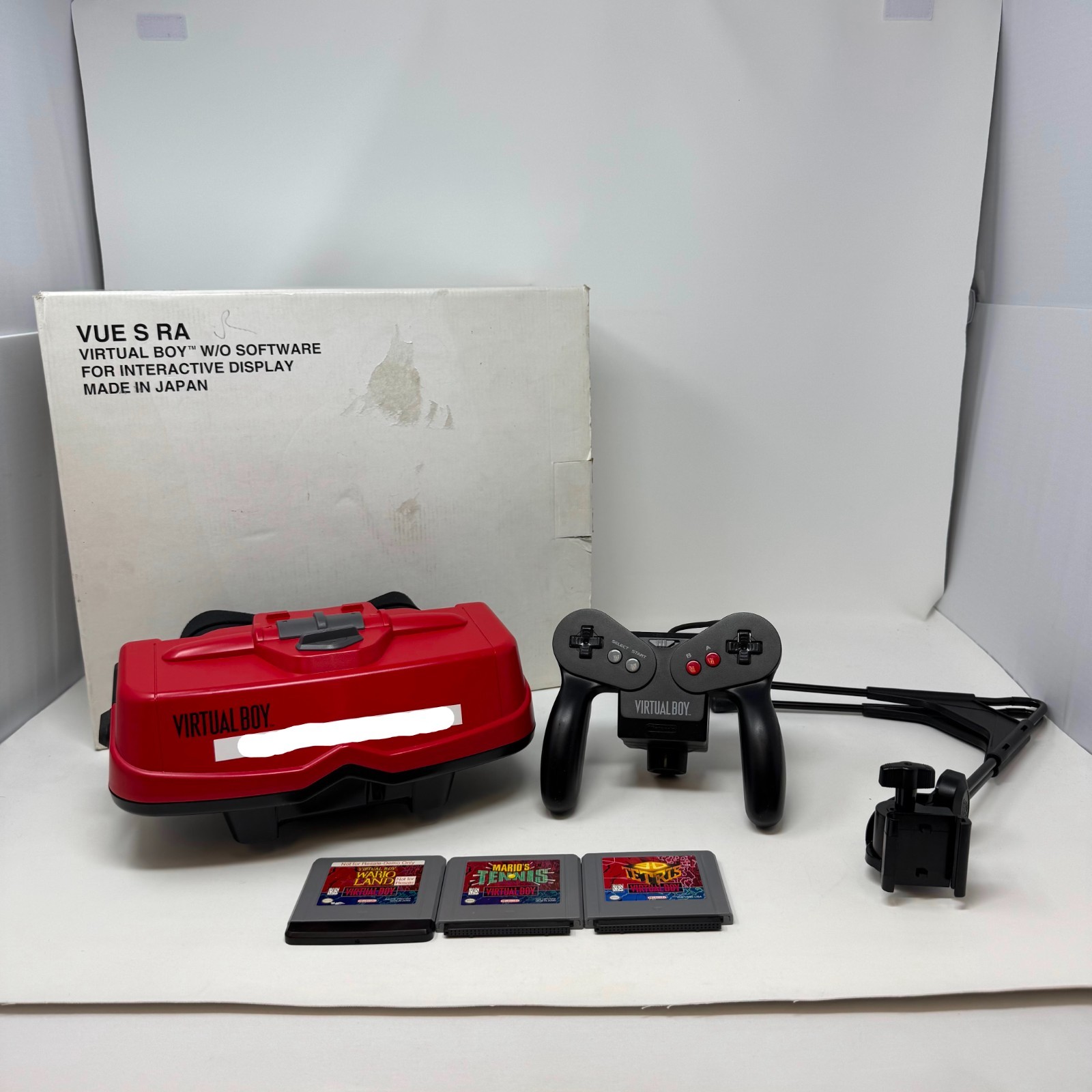 Nintendo Virtual Boy VUE-S-RA Employee Box NOT FOR RESALE W/ Wario Land *RARE*