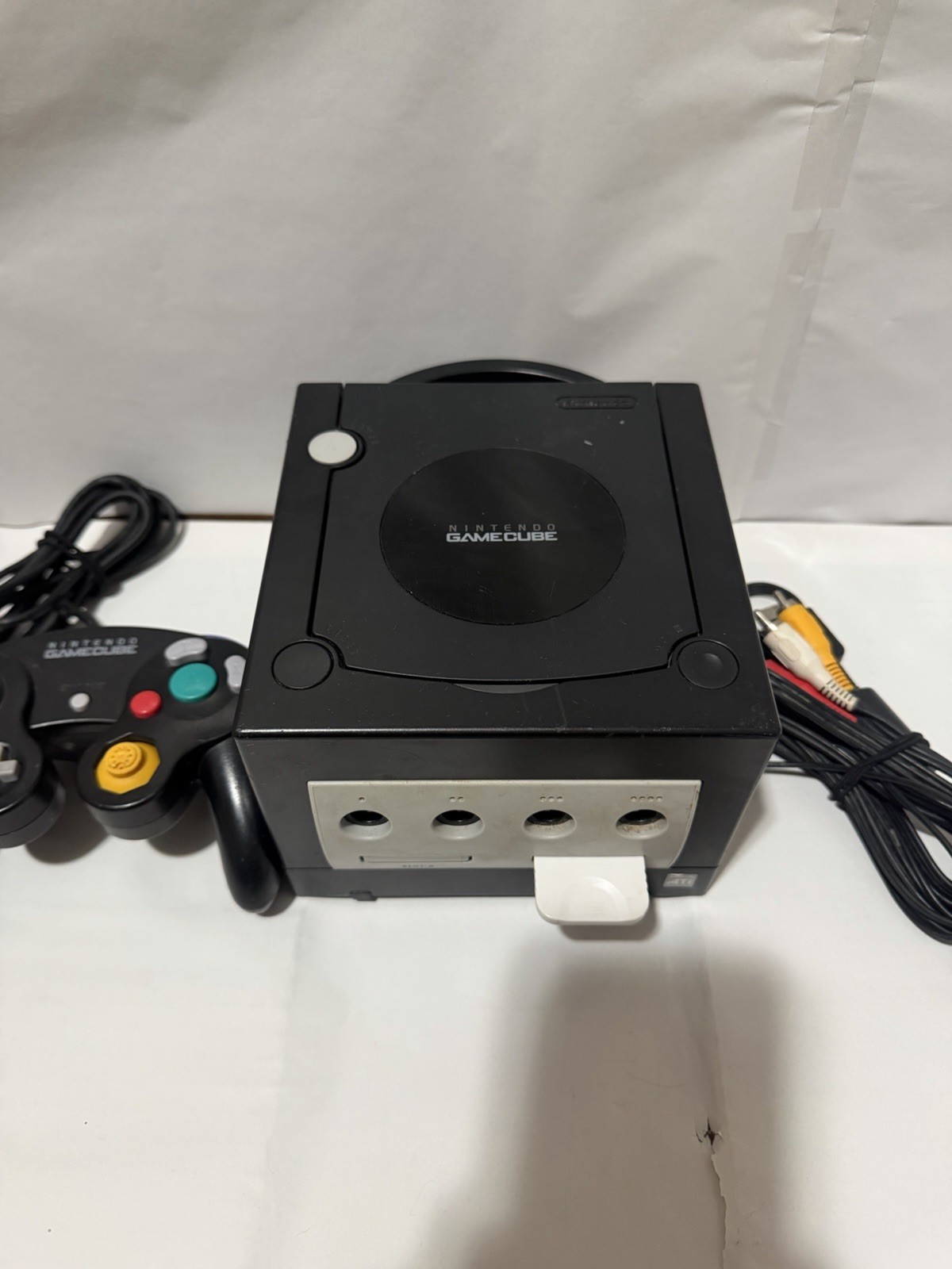 Nintendo GameCube Black No Power Supply And Heavily Played Controller