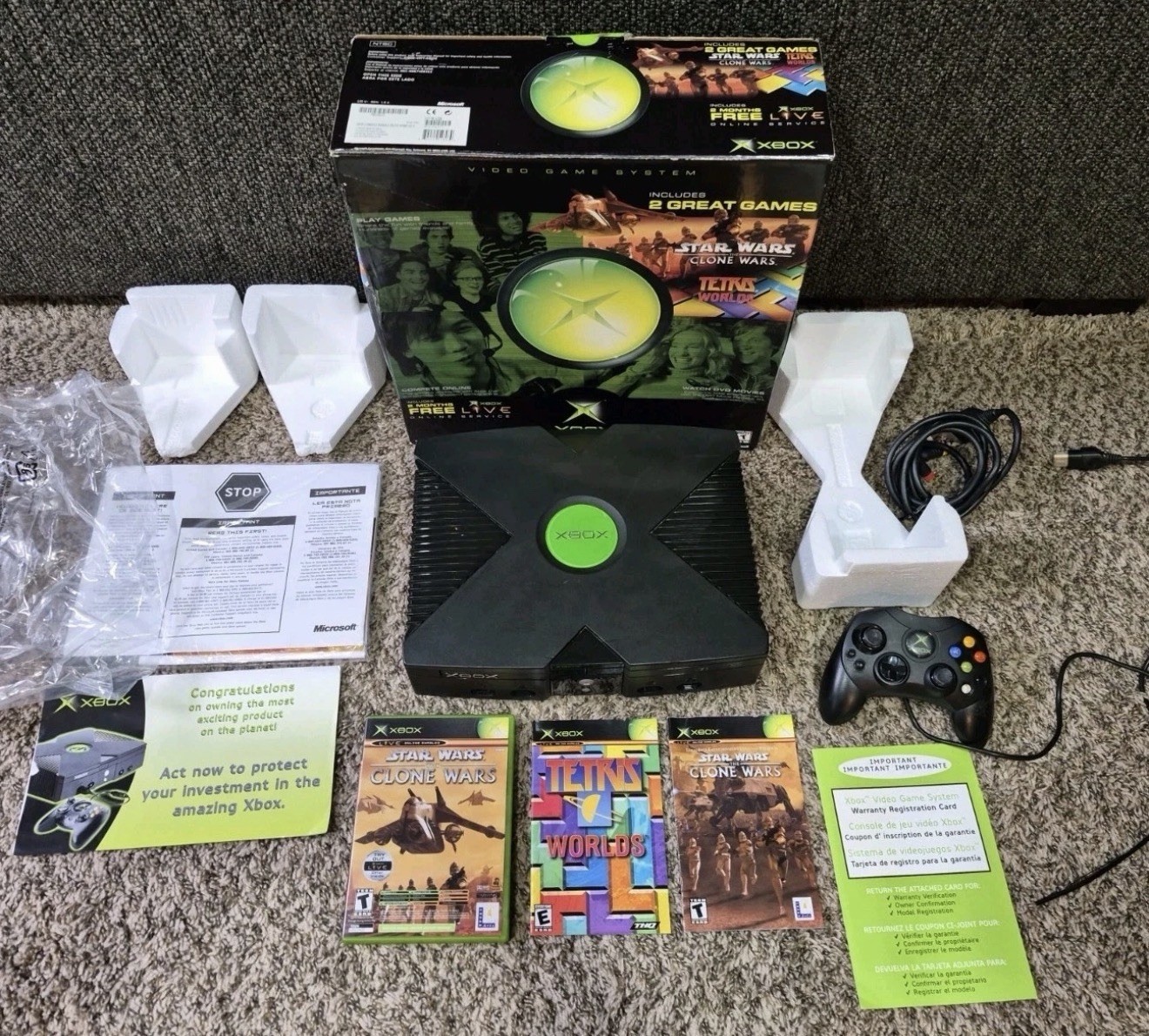 Xbox Original Console Complete in Box CIB Box TESTED WORKING Great Box Very Nice