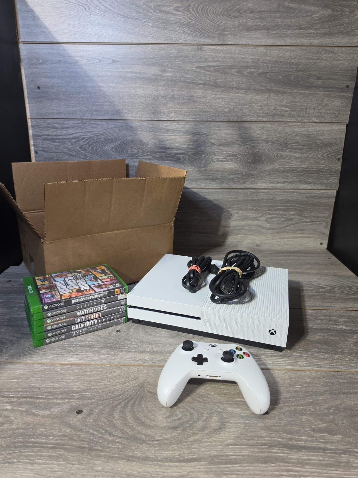 Xbox One S White 1681 500GB W/ Series Bundle S/X Controller & 6 Games – Tested