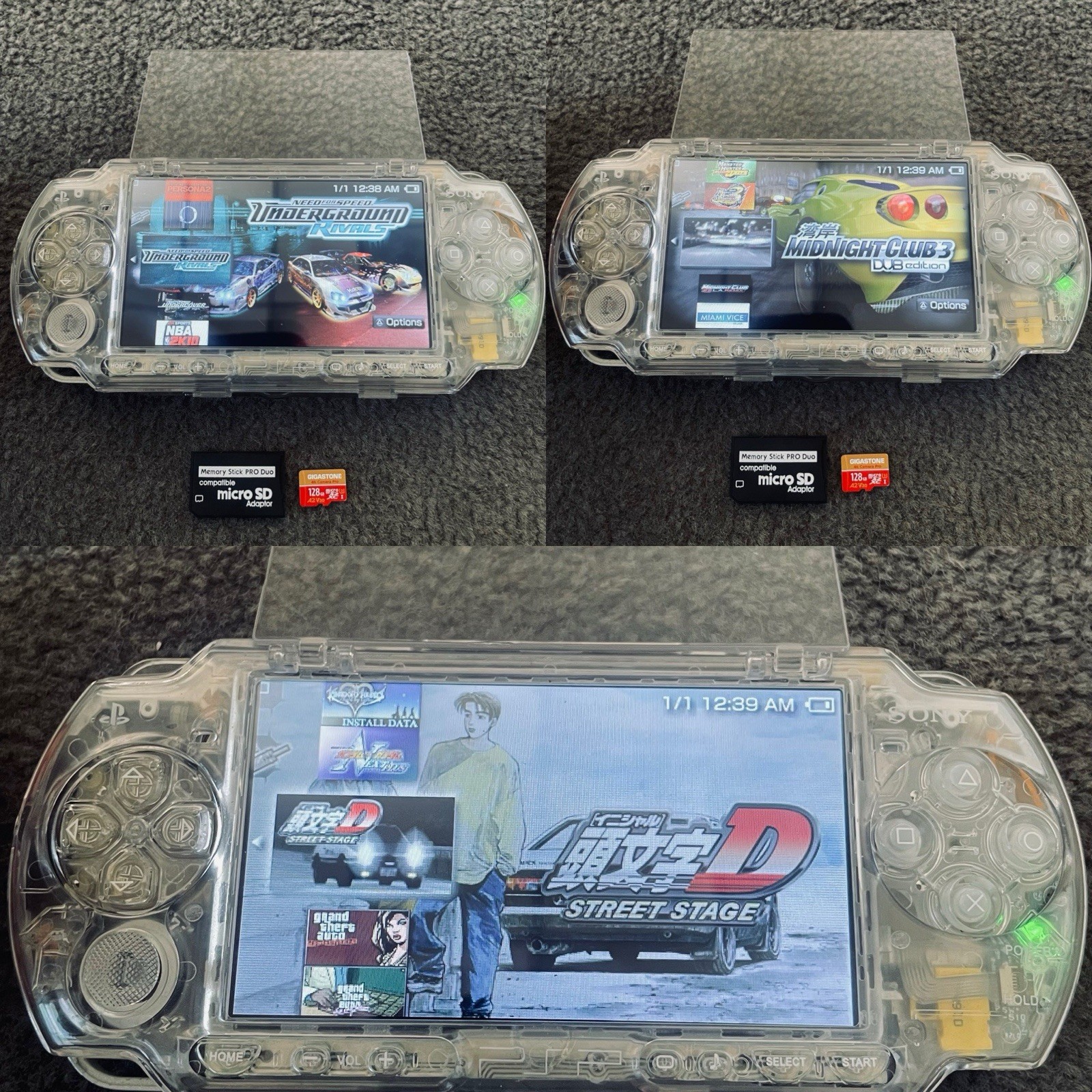 Custom Built 128GB SD Memory card for psp 1000 2000 & 3000 (Read description)