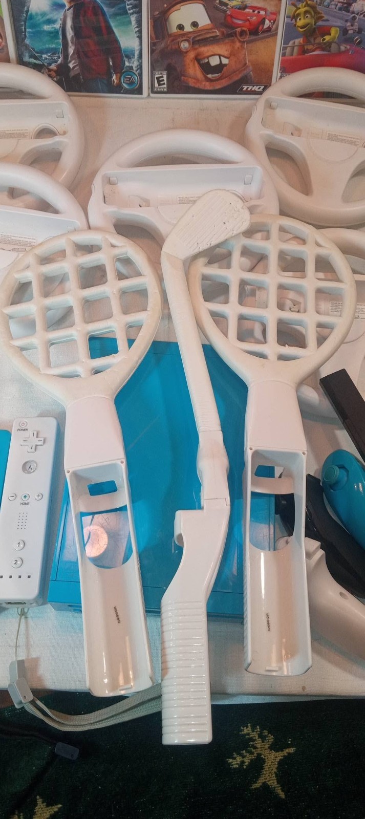 Nintendo Wii RVL-101 USA blue lot of 11 games controllers wireless motion Tested