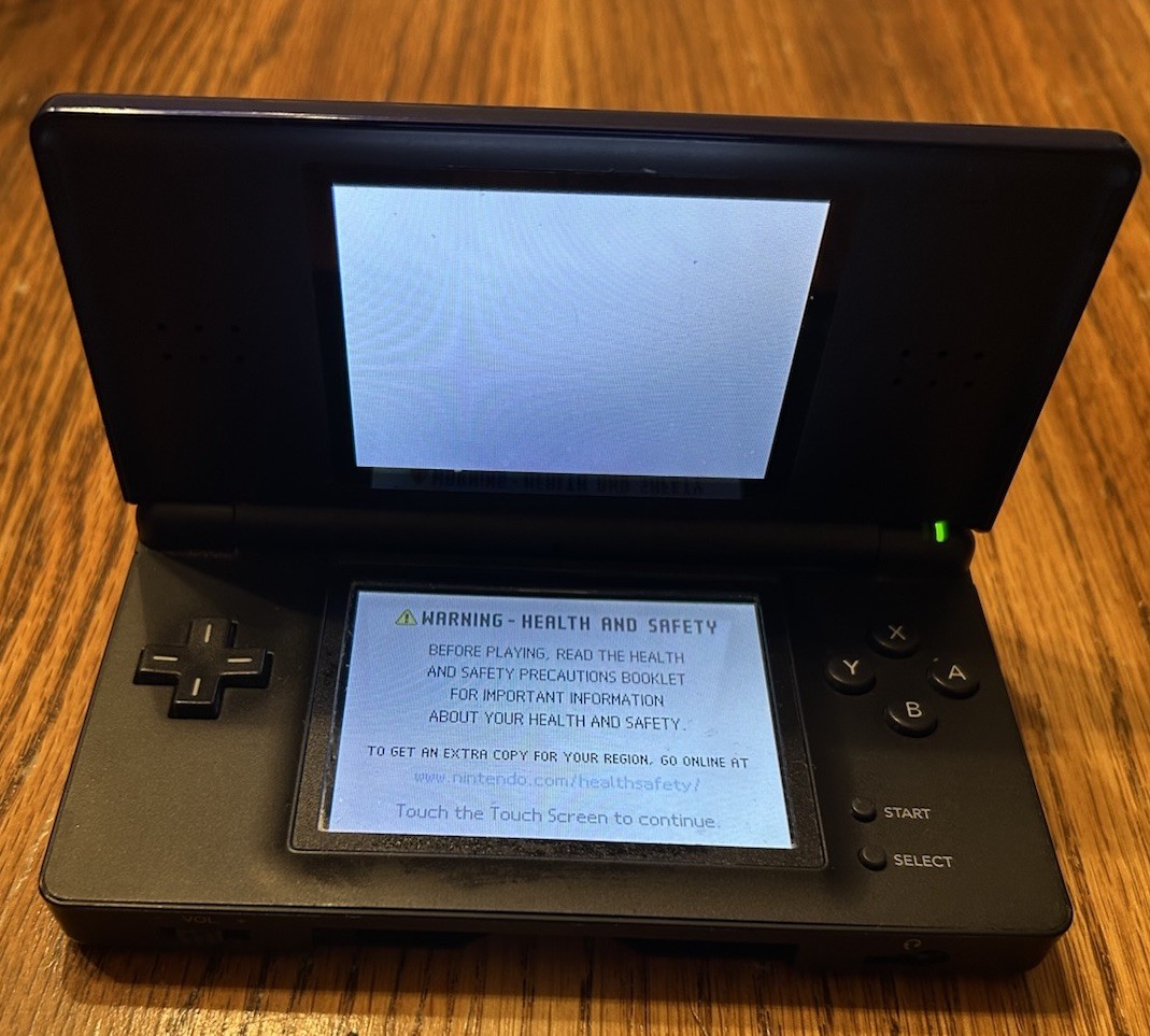 Nintendo DS Lite Console Cobalt Blue Tested Works Broken Hinge Sims 2 Castaway