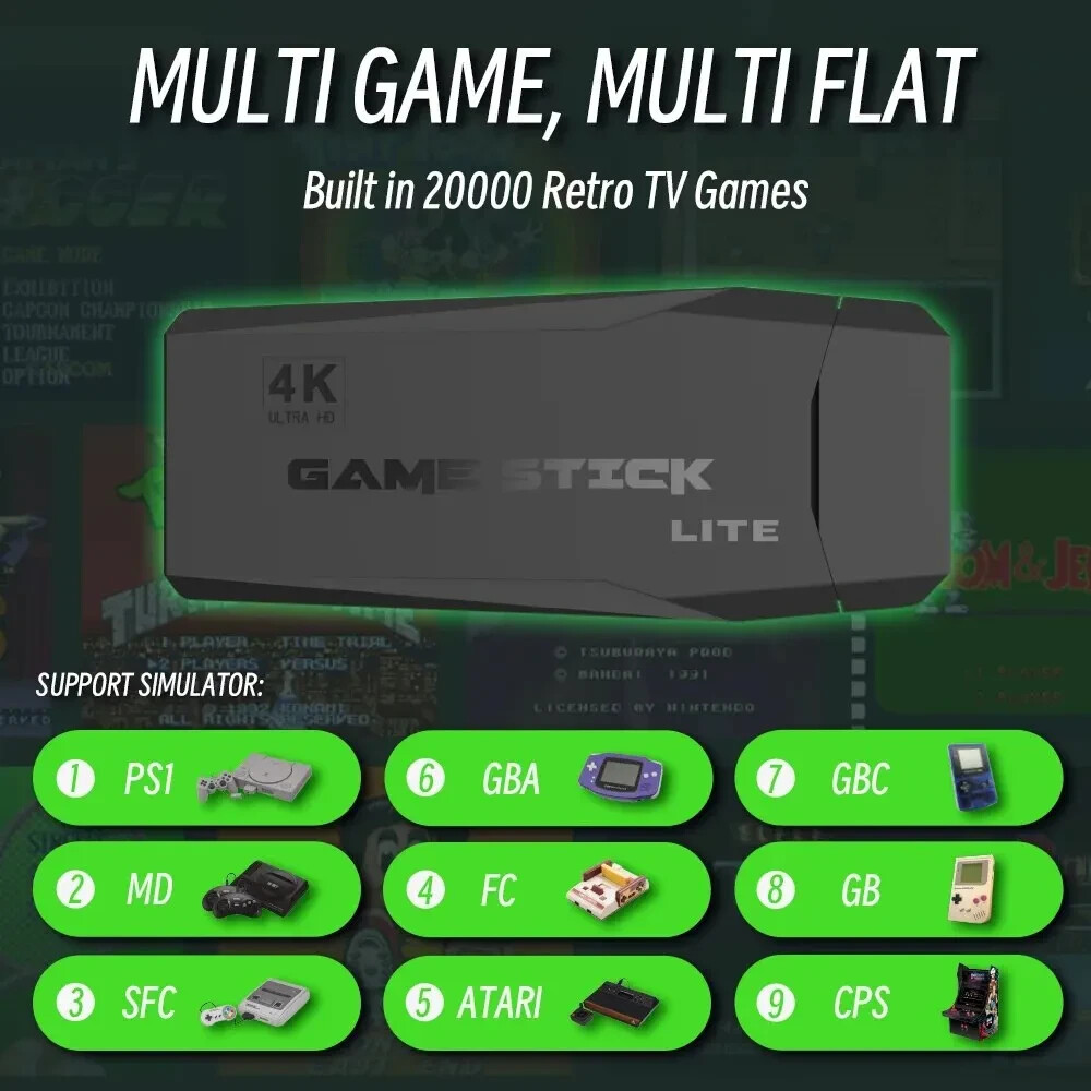DATA FROG Retro Video Game Console 2.4G Wireless console game Stick 4k 10000 D