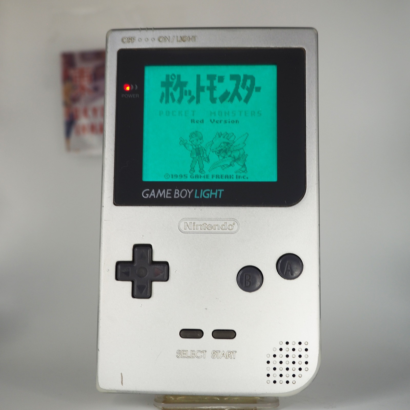 Nintendo Game Boy Light SILVER console MGB-101 WORKING CLEANED #0141_32[VG]