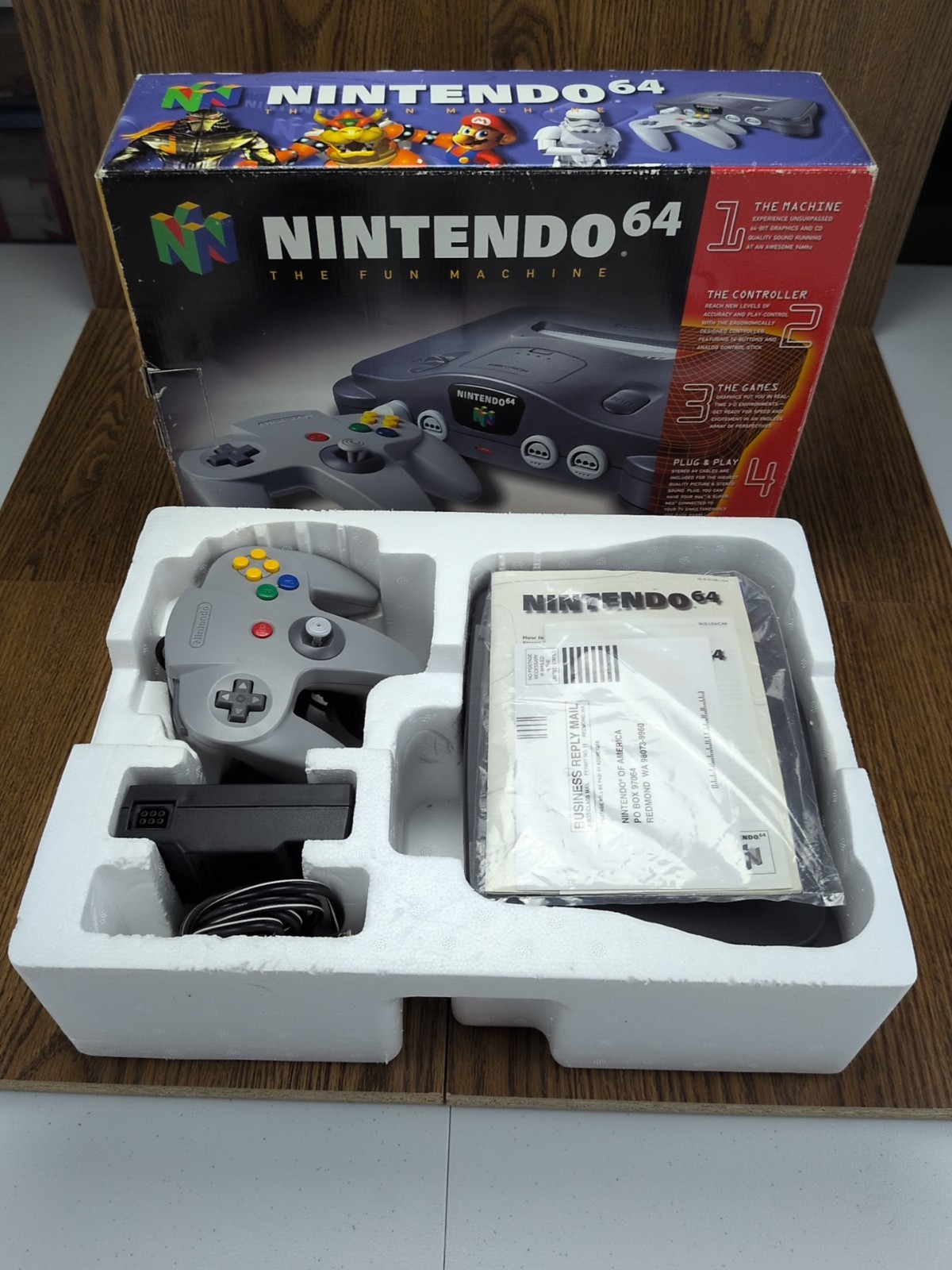 Nintendo 64 Console Original Box Foam Manuals Controller Cords Tested Working