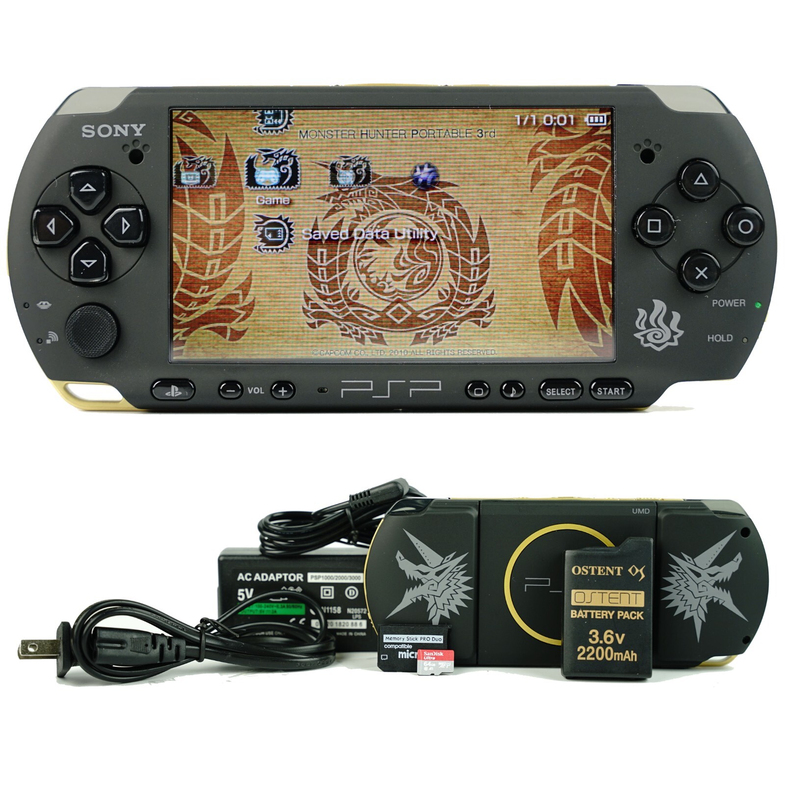 Sony PlayStation PSP 3000 | 64 GB | New Shell | Charger + Ostent Battery