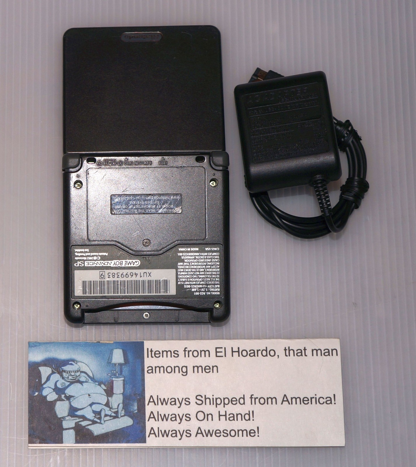 Nintendo Gameboy Advance SP Handheld System Console Onyx Black (AGS-001) Working
