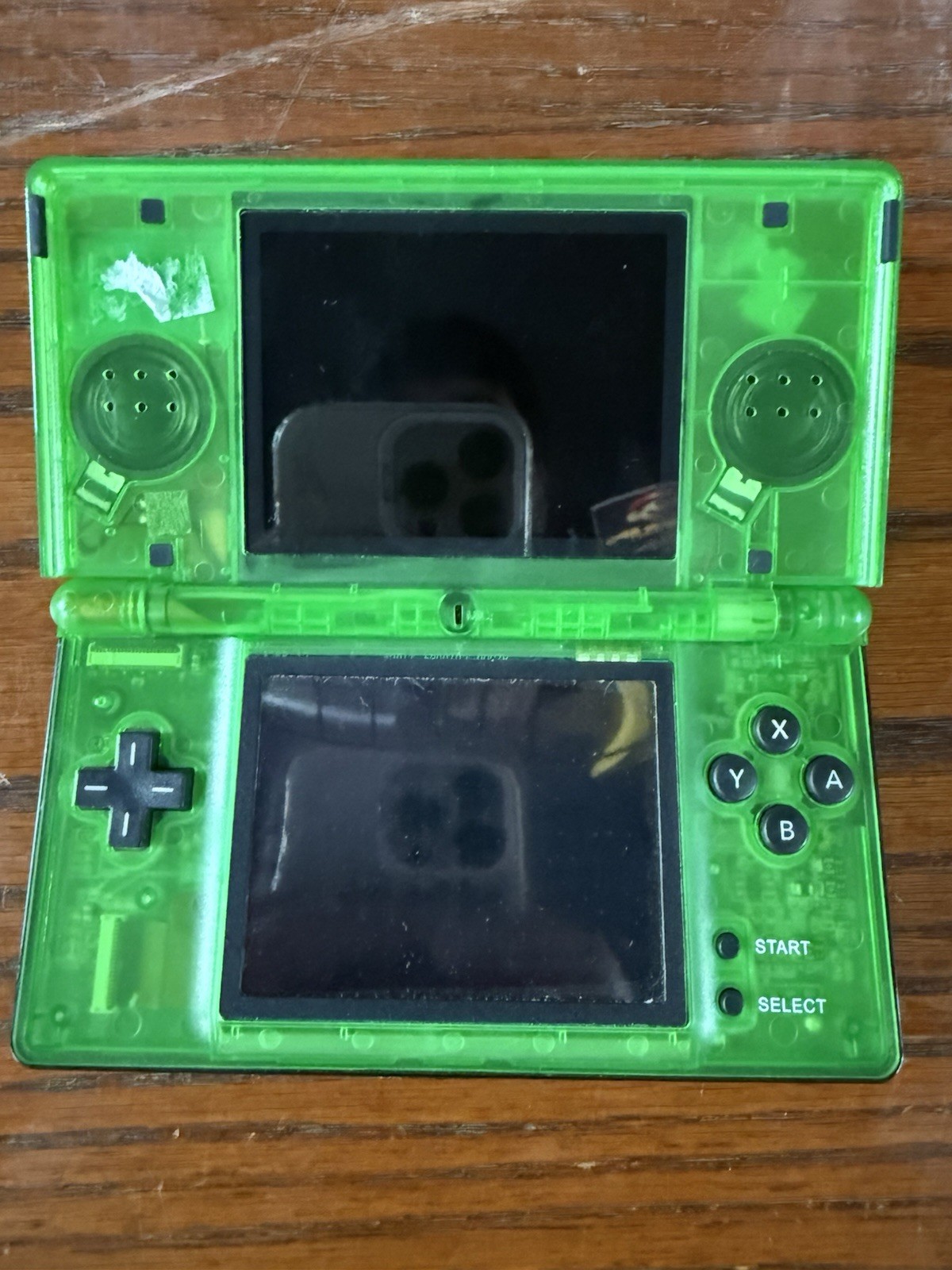 Nintendo DS Lite Transparent Clear Green Handheld System Tested Read Disc
