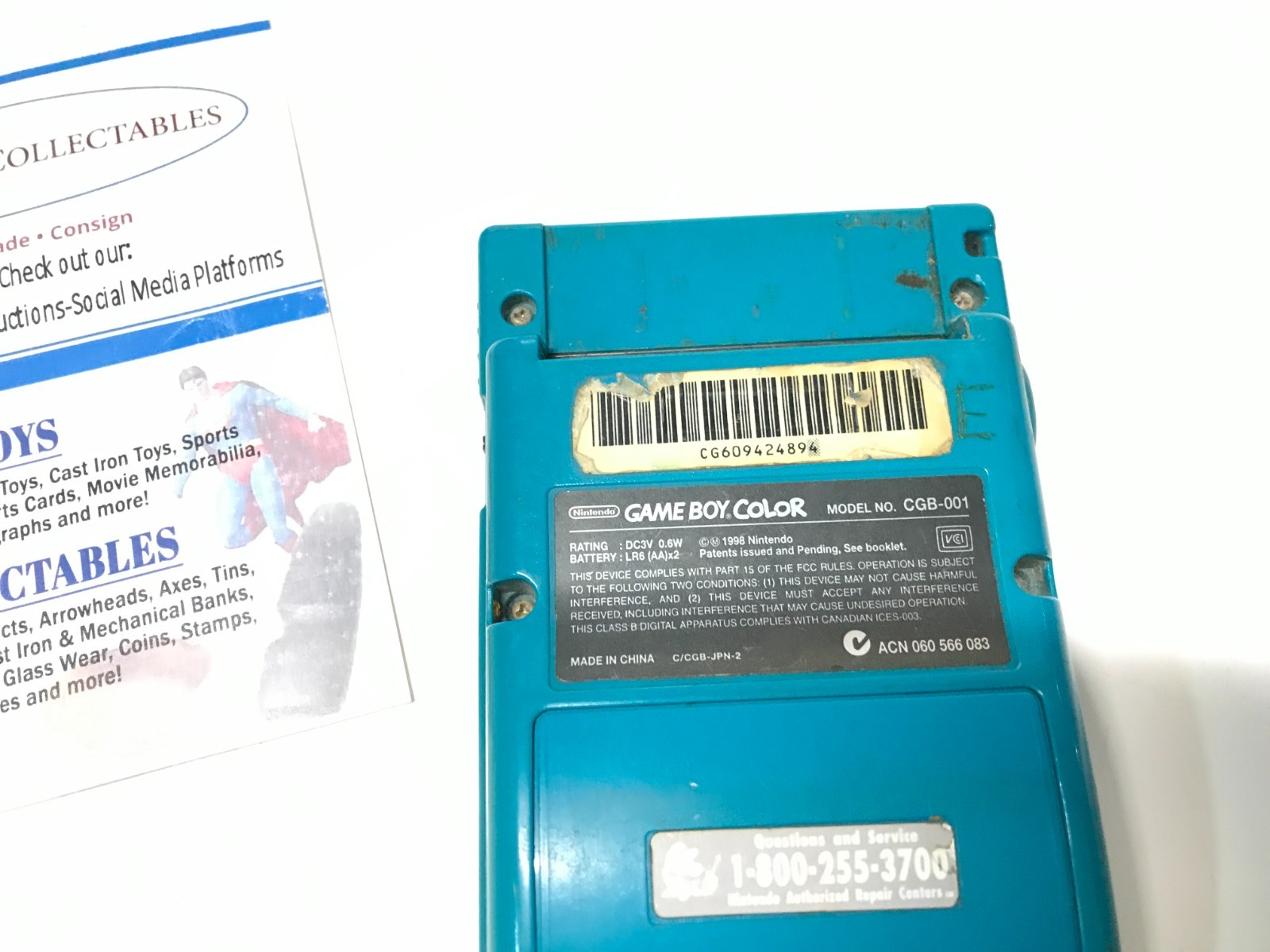 Nintendo Game Boy Color Console GBC Handheld Tested Works As Seen Teal