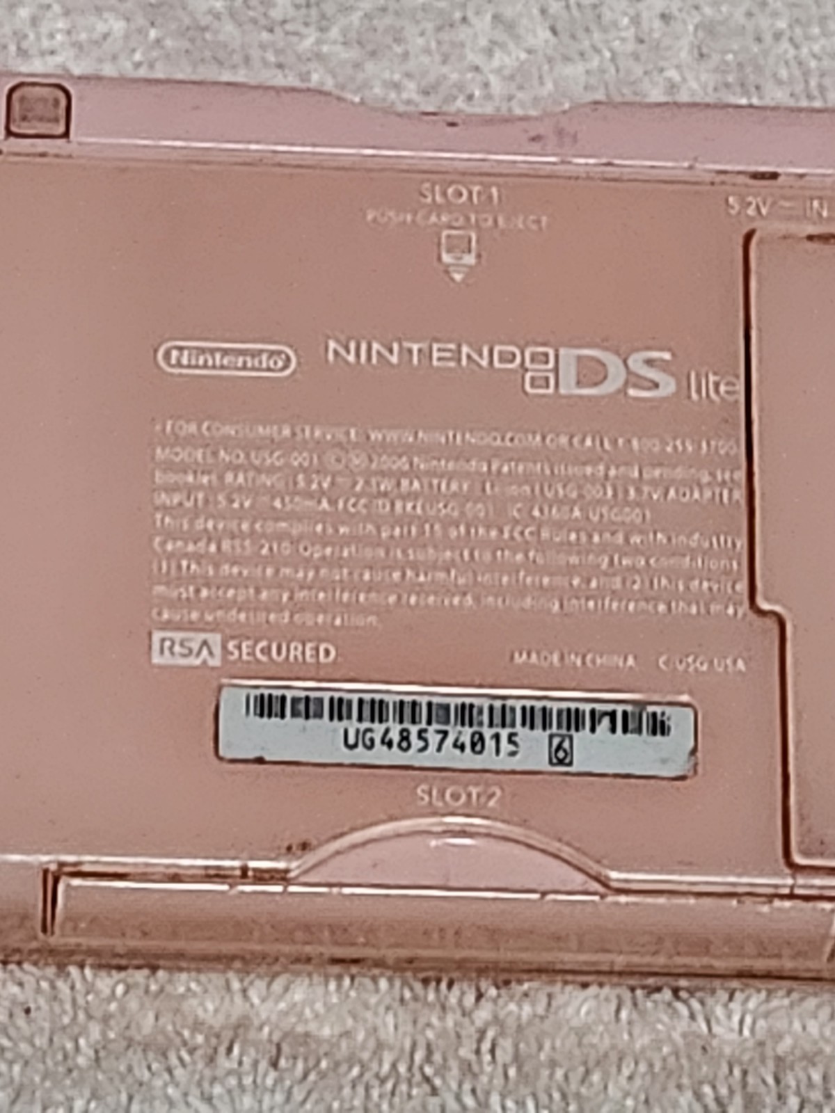 Nintendo DS Lite Handheld Game Console Only USG-001 Pink