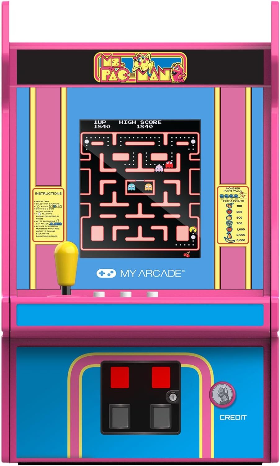 My Arcade Ms. Pac-Man Micro Player Pro: 6.75″ Mini Arcade Machine Video Game