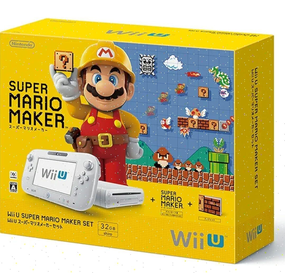Nintendo Wii U Super Mario Maker Set 32GB White Game Console Booklet Excellent