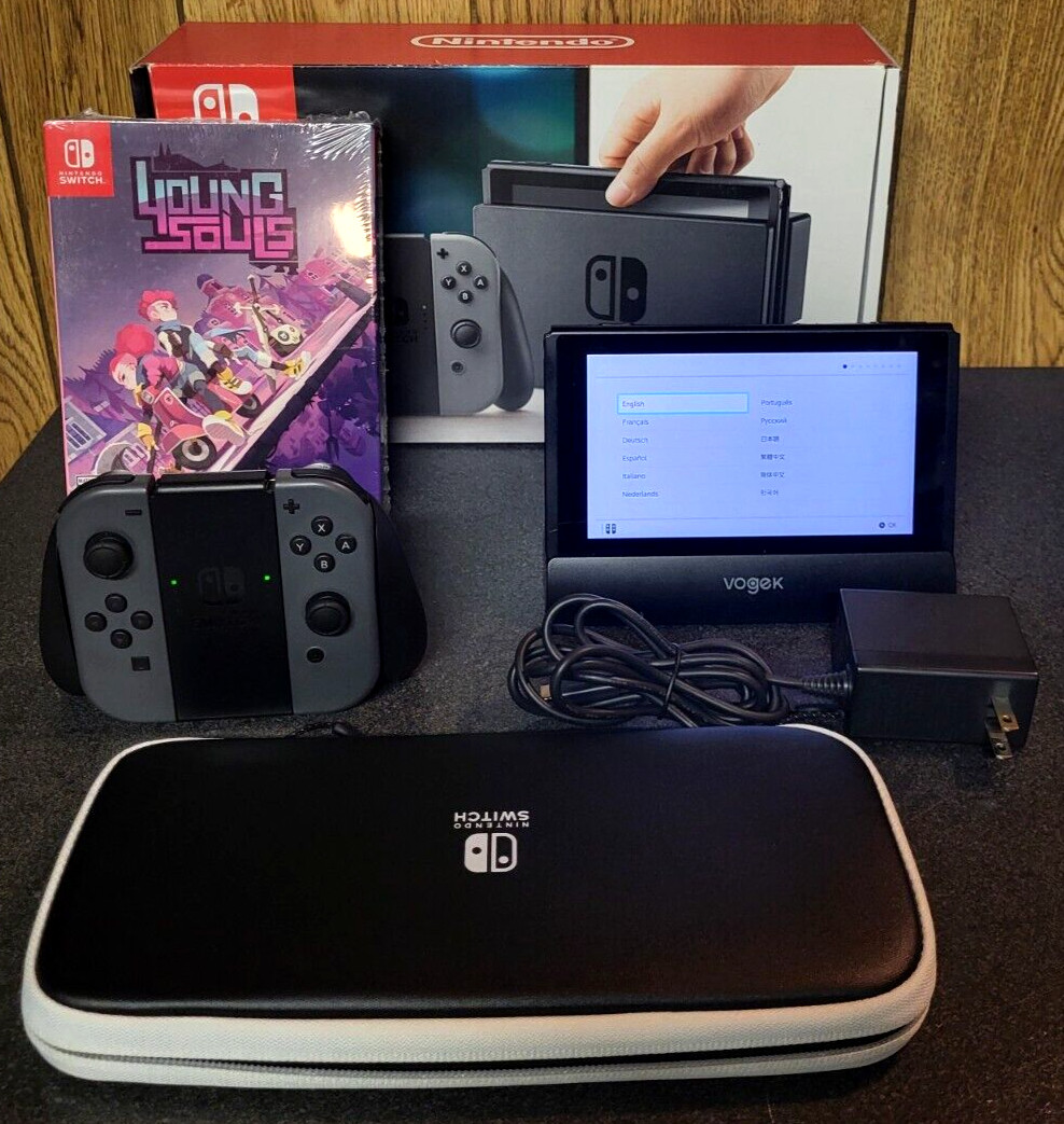 Nintendo Switch Bundle HAC-001-01 Handheld Game Console 32GB Gray w/ Young Souls