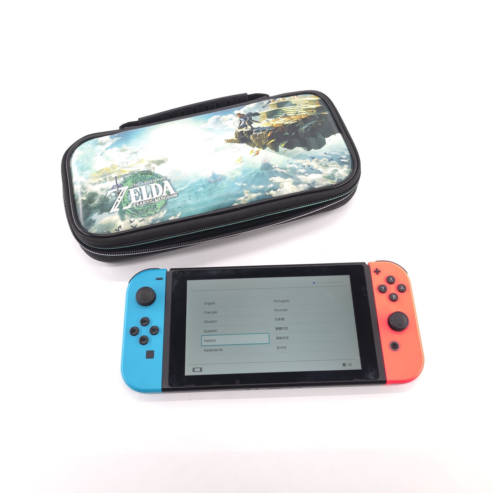 Nintendo Switch HAC-001(-01) V2 32GB System NO DOCK w/ Case, Red/Blue