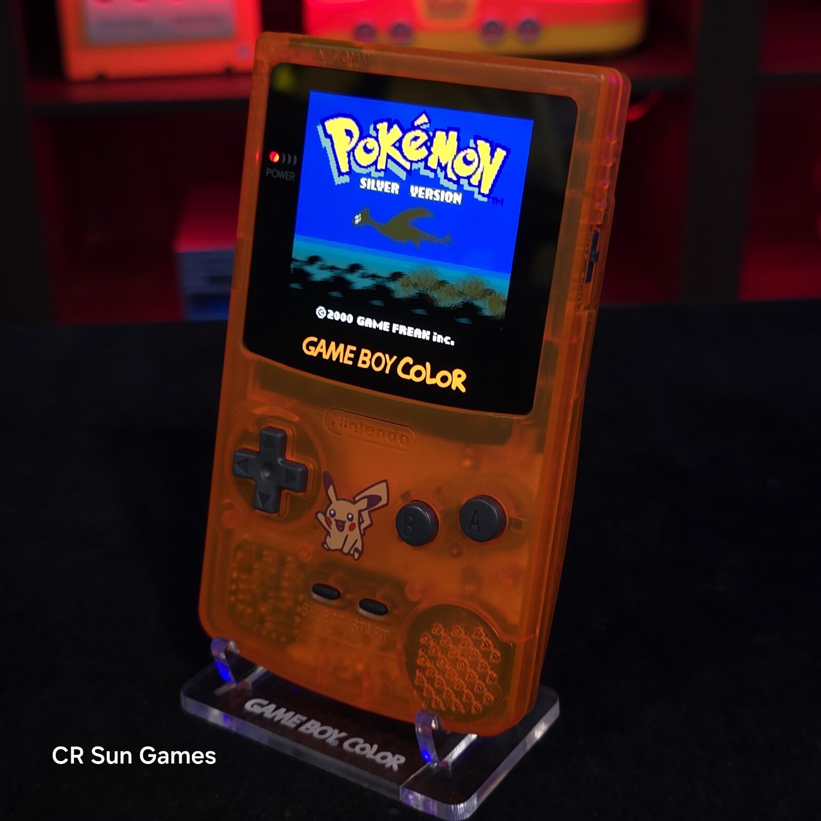 Clear Orange Gameboy Color Console OLED Touch Screen GBC Game Boy