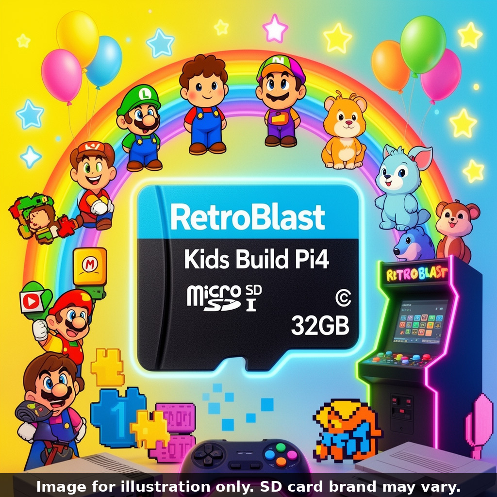 RetroBlast Kids New Build 32GB Micro-SD Pi4 Plug & Play