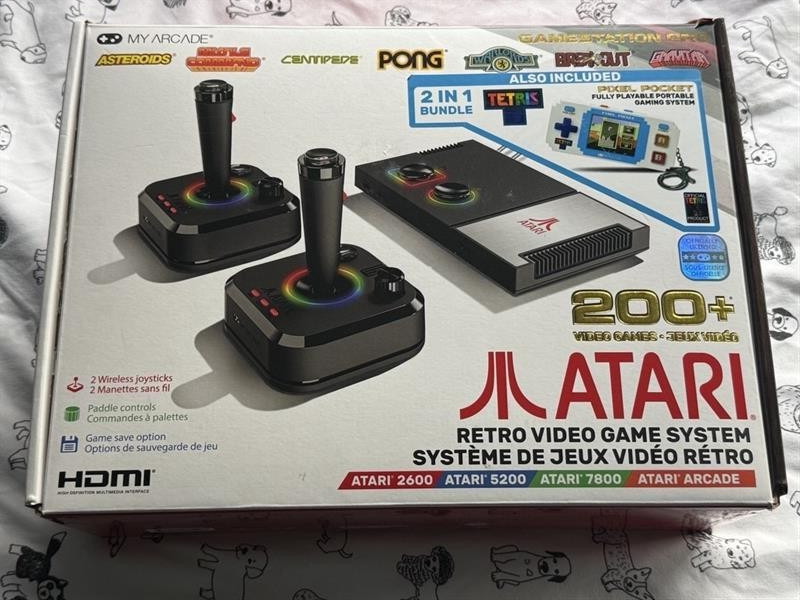 ATARI RETRO VIDEO GAME SYSTEM 200+ GAMES, AND TETRIS PIXEL POCKET GAME