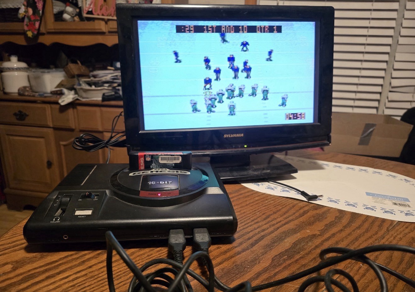 Sega Genesis Model 1 Controller Game Power & Cable TV Hookup NFL Quarterback Cl