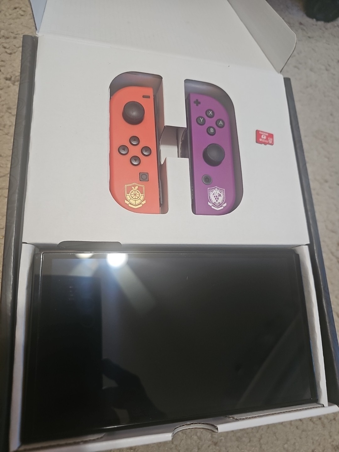 Nintendo Switch OLED HEG-001 Pokémon Scarlet & Violet Ed. 64GB + 128 OEM SD Card