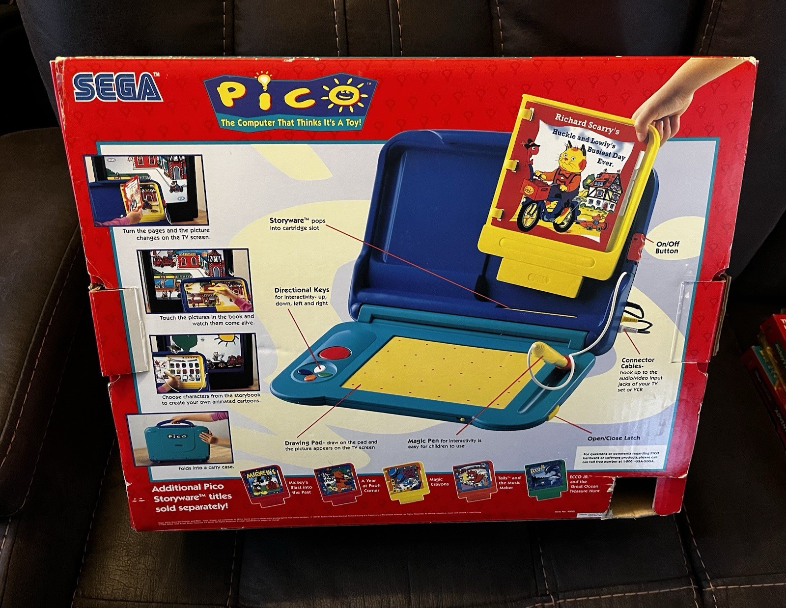 SEGA PICO LEARNING SYSTEM CONSOLE ORIGINAL BOX+5 GAMES 3 CIB ALL TESTED WORKING
