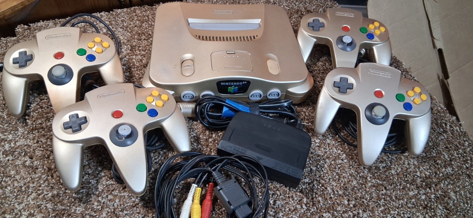 Nintendo 64 System Gold Console Region Free JPN-001 Plays U.S. And JPN + 4 Cons