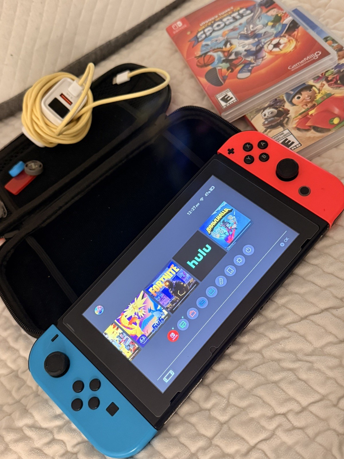 LOADED! Nintendo Switch 32GB + 128GB SD Gray Console with Joy-Con