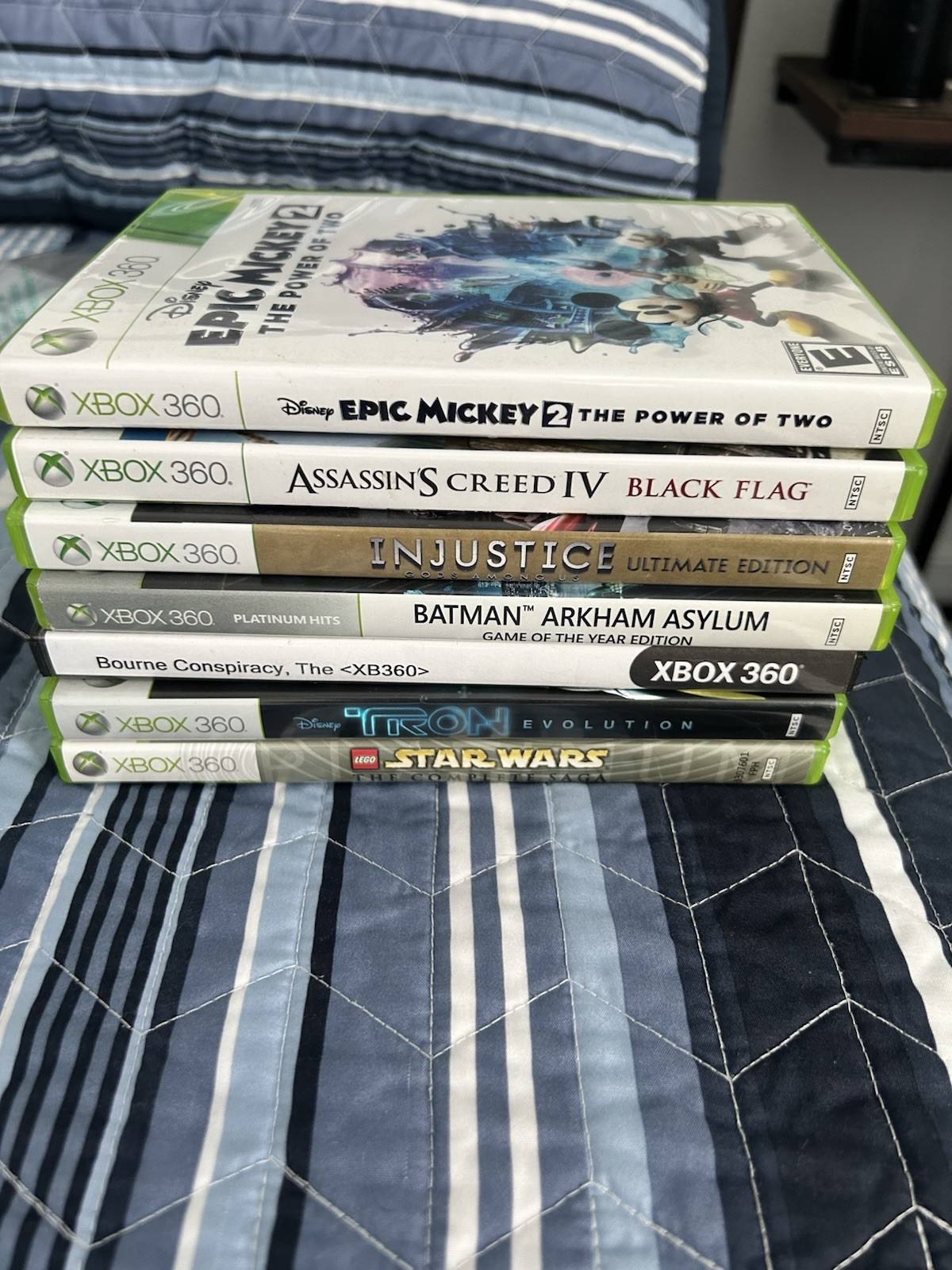 Xbox 360, 3 Wireless &1 Wired Controllers, Cables Included, 7 Games Included