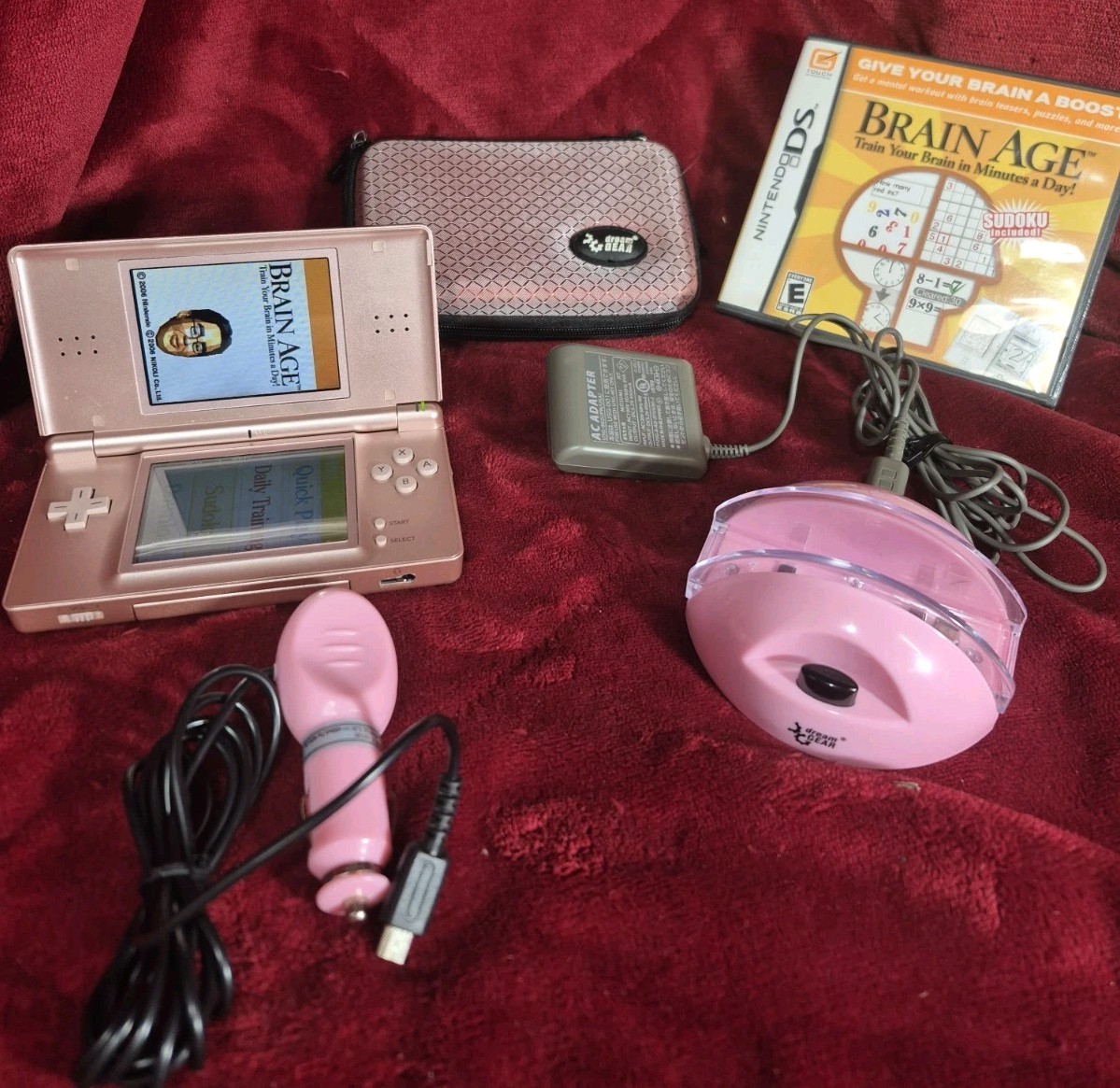 Nintendo DS Lite Metallic Rose (Pink) Handheld Console USG-001 And Accessories
