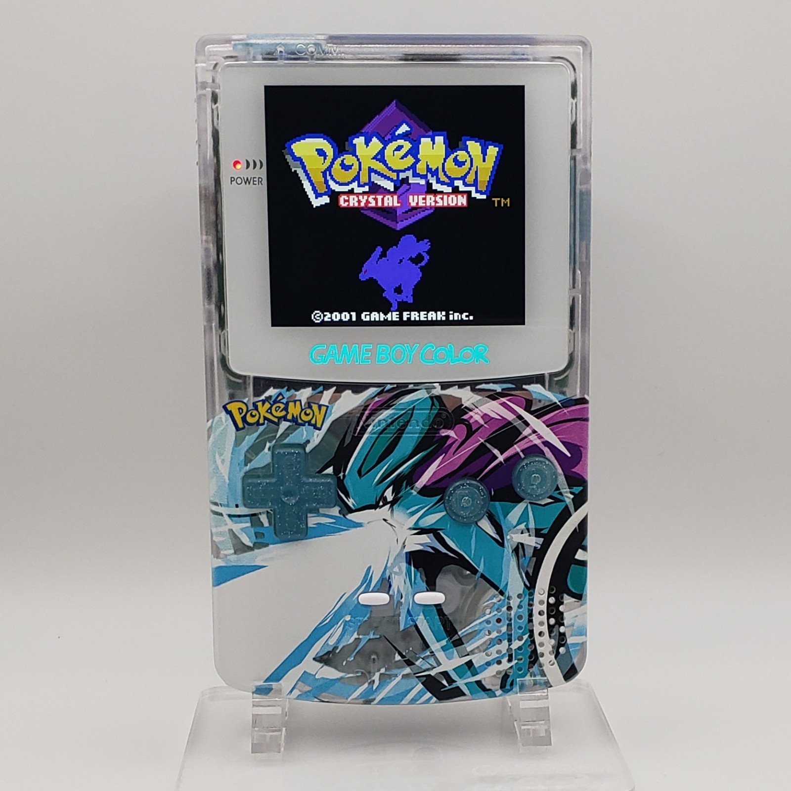 Suicune Game Boy Color w/ Laminated Backlit IPS Screen, New Speaker, Recapped